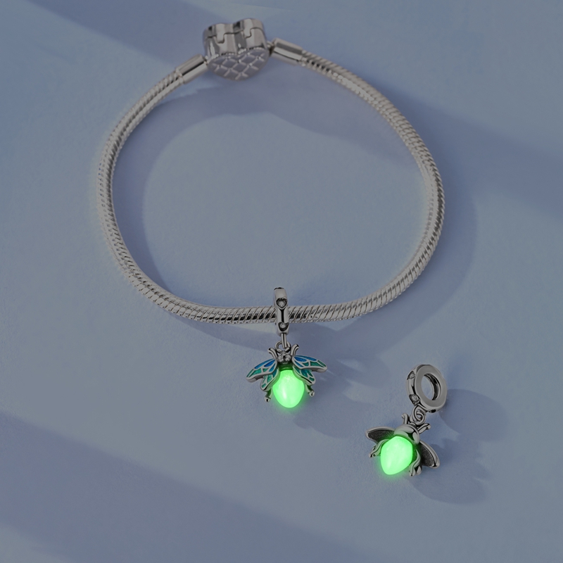 925 Sterling Silver Luminous Firefly Pendant for DIY Jewellery
